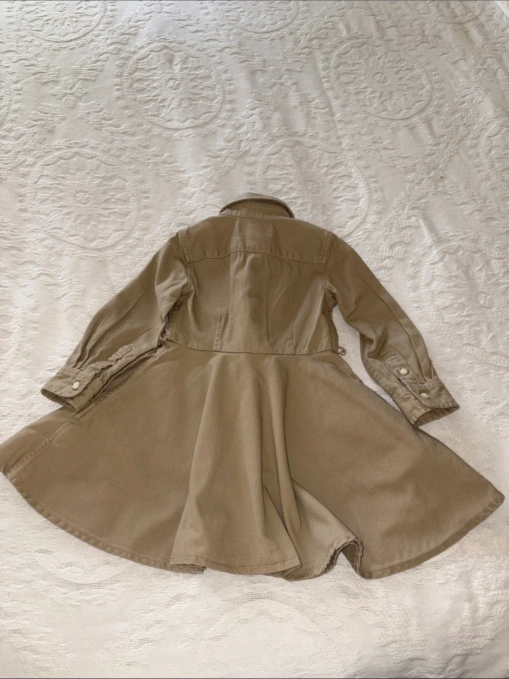 Ralph Lauren Girls Beige Button-Front Flared Shirt Dress *No Belt* EUC 2T